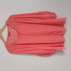 Zac & Rachel Woman Peasant Blouse 3X Coral